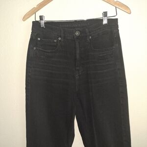 American Eagle High Rise 90s Boyfriend Jeans Womens 8 Black Denim Distressed